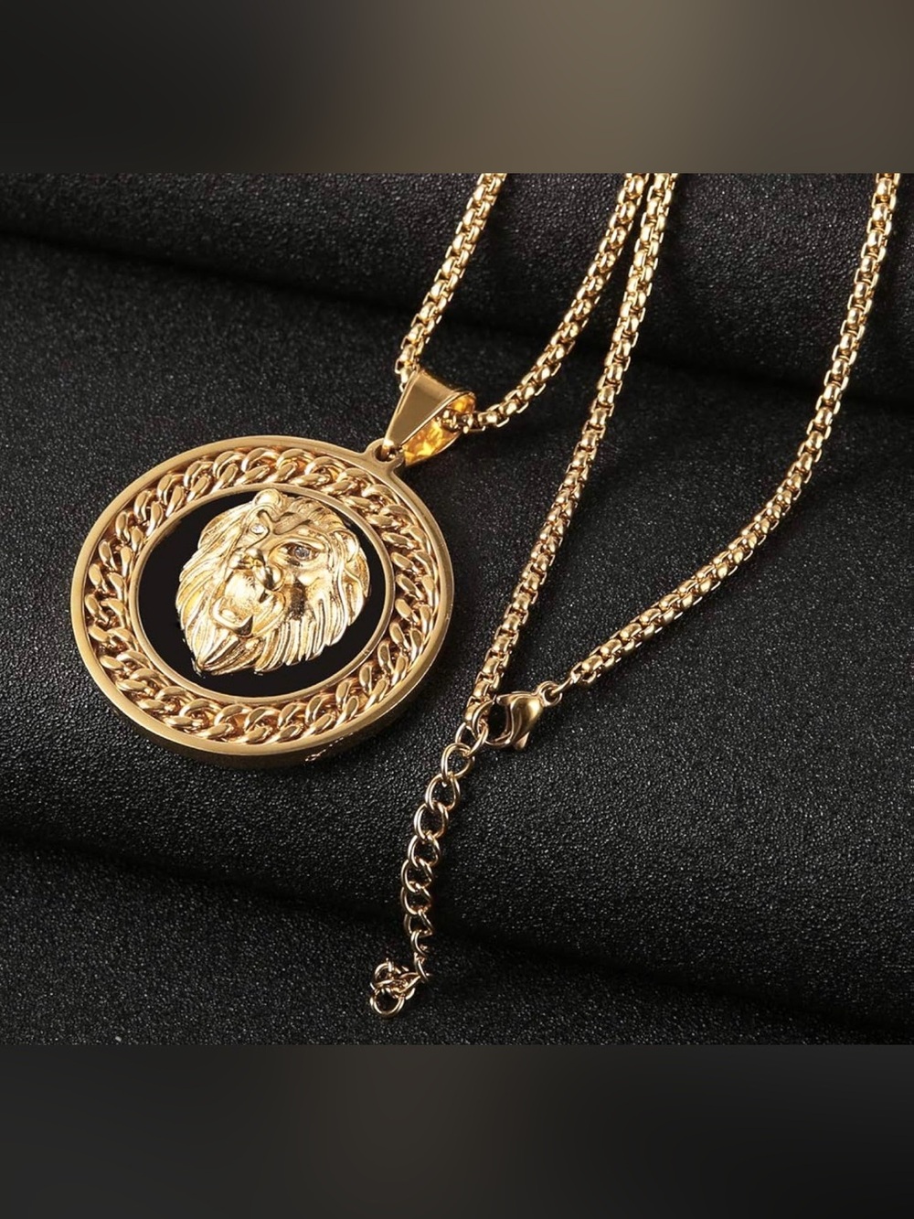 Gold plated Lion Medallion Necklace for Men